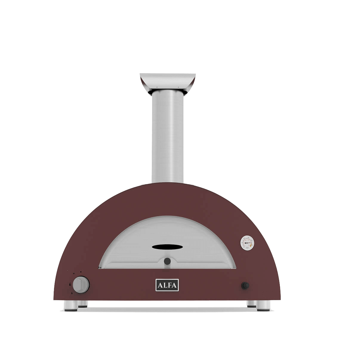 ALFA MODERNO 2 PIZZE gas pizza oven in the old antique red color on transparent background