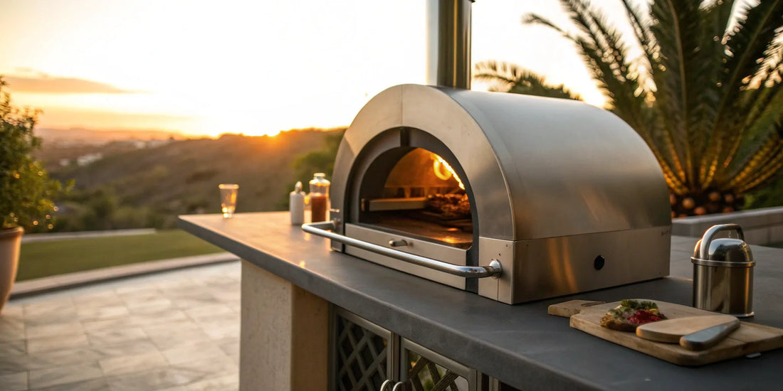 Outdoor pizza oven on a patio, a popular appliance for a propane conversion kit.
