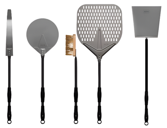 ALFA™ 48" 5-Piece Pizza Peel Set [Black Handles]
