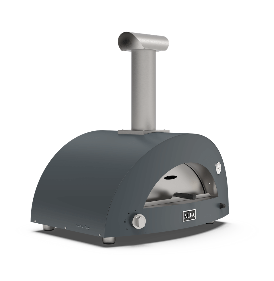 ALFA MODERNO 2 PIZZE gas pizza oven in the new gray color on transparent background