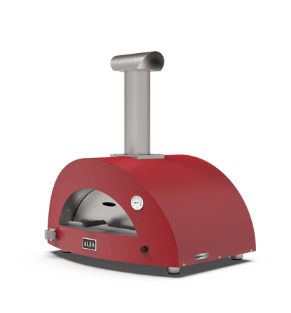 ALFA MODERNO 2 PIZZE gas pizza oven in the new ruby red color on transparent background