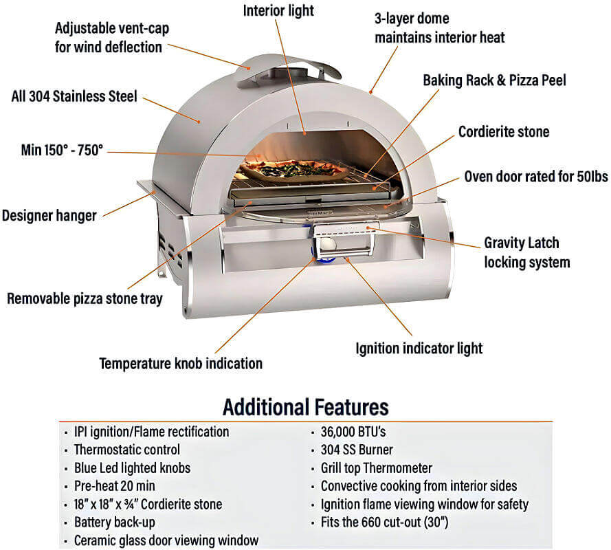Fire Magic® Aurora 30" Built-In Pizza Oven [NG or LP]