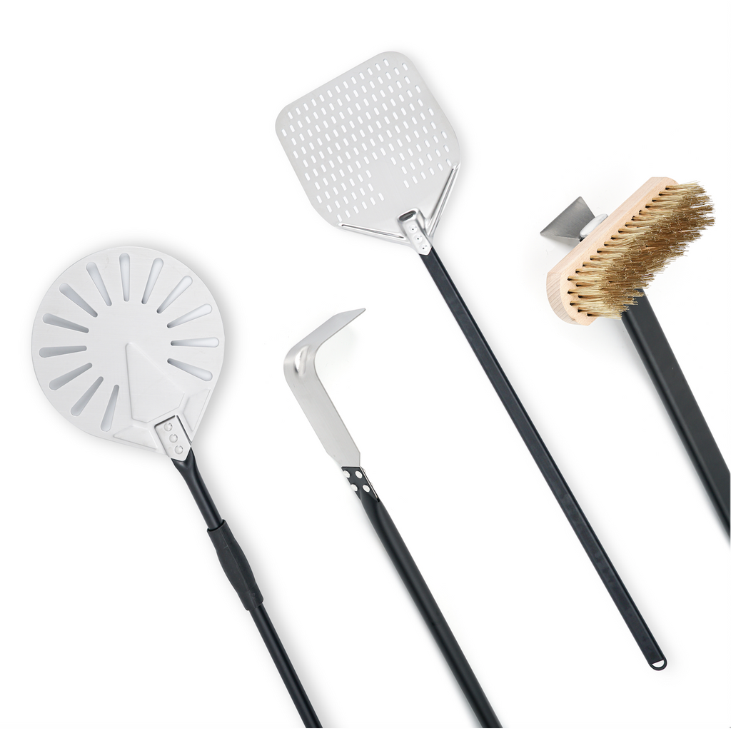 Main image of the WPPO™ Pro Aluminum 4-Piece Wood-Fired Pizza Oven Utensil Kit (SKU: WKPA-01) with a solid white background