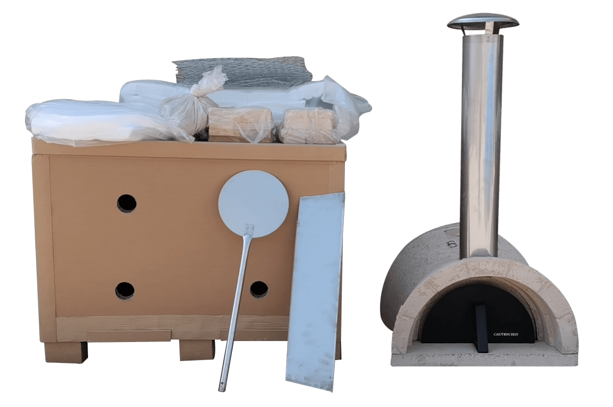 Main image of the WPPO™ DIY Pizza Oven Kit w/ Stainless Steel Flue & Black Door (4 Sizes) (SKU: WDIY-AD70) with a solid white background