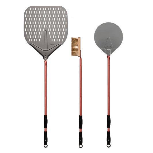 ALFA™ 36" 3-Piece Pizza Peel Set [Red & Black Handles]