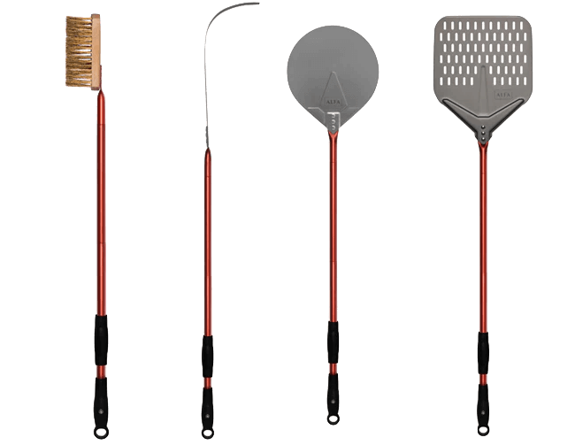 ALFA™ 36" 4-Piece Pizza Peel Set [Red Handles]