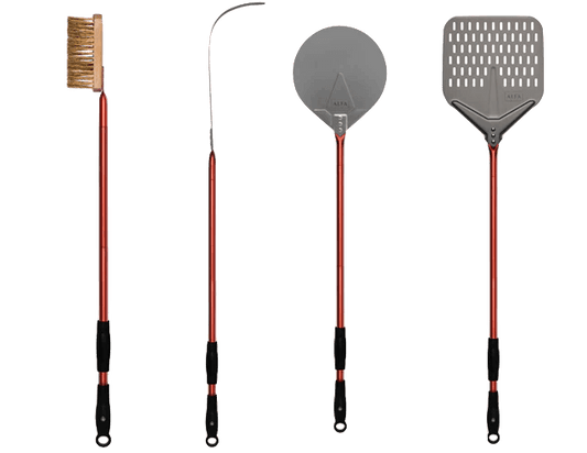 ALFA™ 36" 4-Piece Pizza Peel Set [Red Handles]