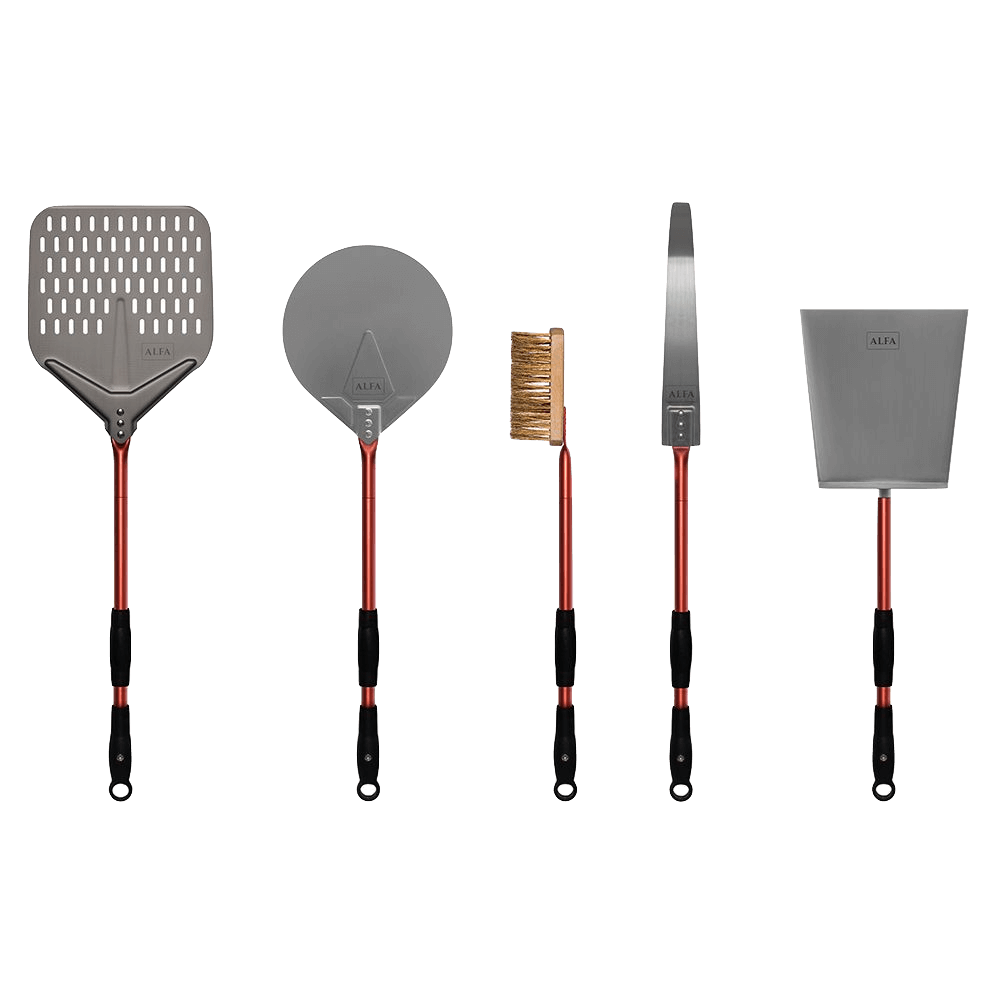 ALFA™ 36" 5-Piece Pizza Peel Set [Red Handles]