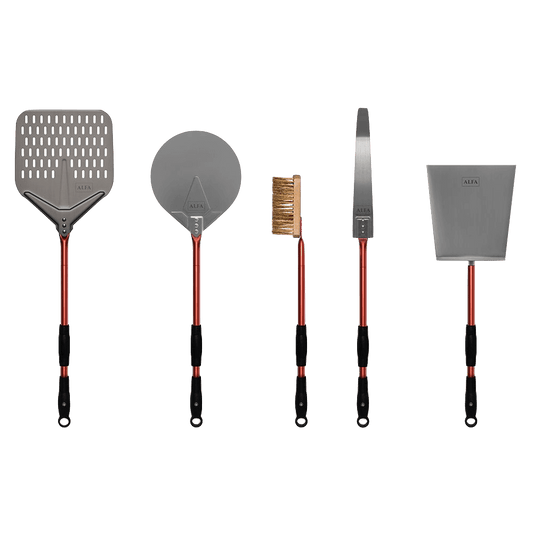 ALFA™ 48" 5-Piece Pizza Peel Set [Red Handles]