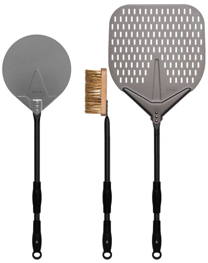 ALFA™ 36" 3-Piece Pizza Peel Set [Black Handles]